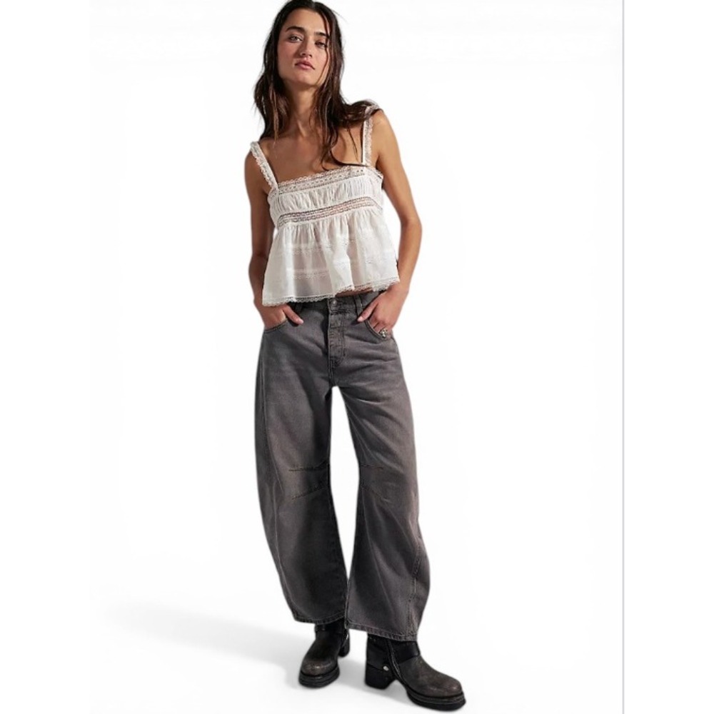 Free People‎ We The Free Good Luck Barrel Jeans Archive Gray, 28